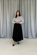 Siyah Uzun Pileli Etek resmi